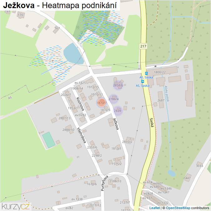 Mapa Ježkova - Firmy v ulici.