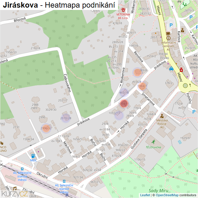 Mapa Jiráskova - Firmy v ulici.