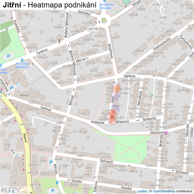 Mapa Jitřní - Firmy v ulici.