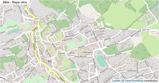 Jižní - mapa ulice