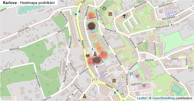 Karlova - mapa podnikání