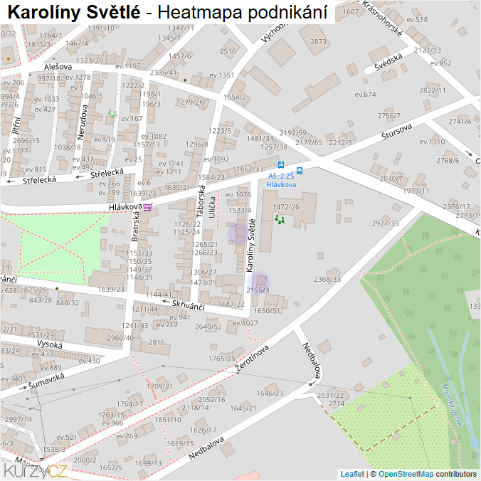 Mapa Karolíny Světlé - Firmy v ulici.