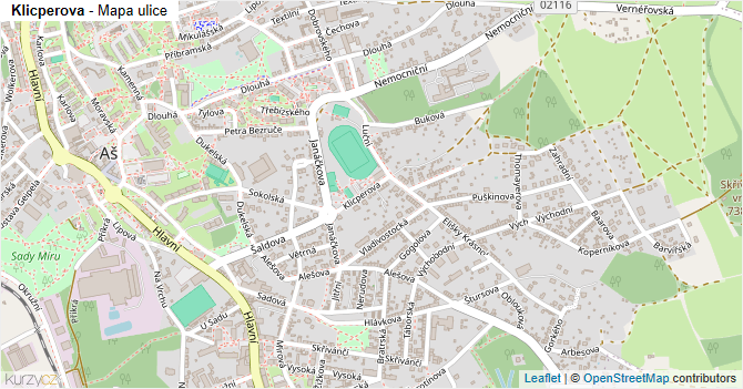 Klicperova - mapa ulice