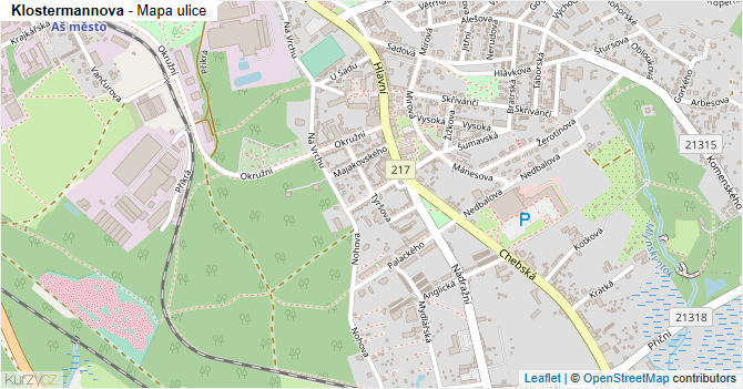 Klostermannova - mapa ulice