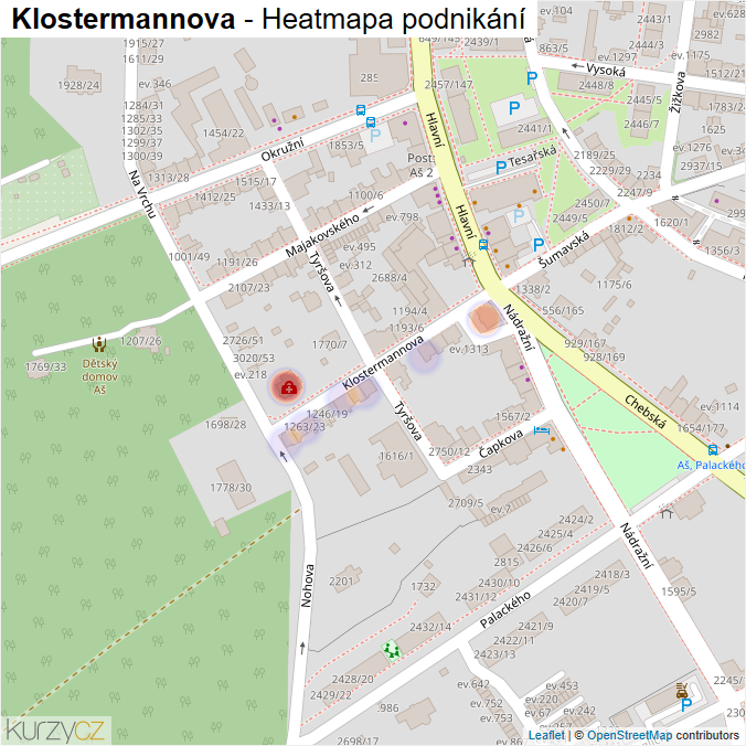 Mapa Klostermannova - Firmy v ulici.