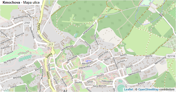 Kmochova - mapa ulice