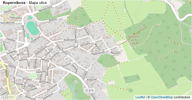Koperníkova - mapa ulice