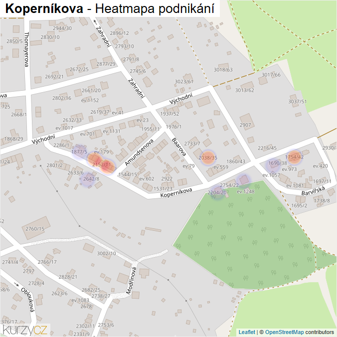 Mapa Koperníkova - Firmy v ulici.