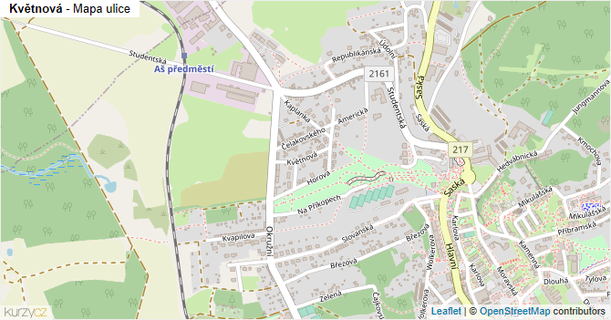Květnová - mapa ulice