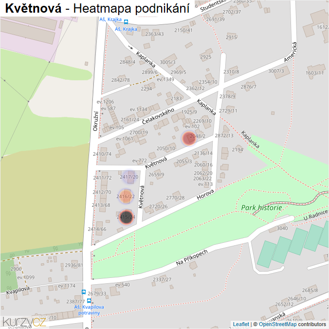 Mapa Květnová - Firmy v ulici.
