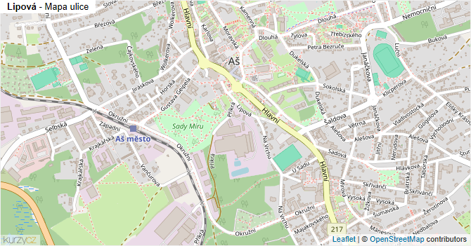 Lipová - mapa ulice