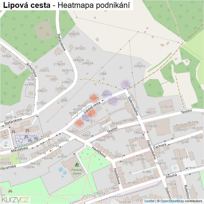 Mapa Lipová cesta - Firmy v ulici.