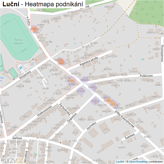 Mapa Luční - Firmy v ulici.