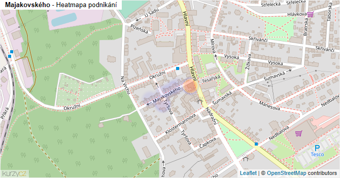 Majakovského - mapa podnikání
