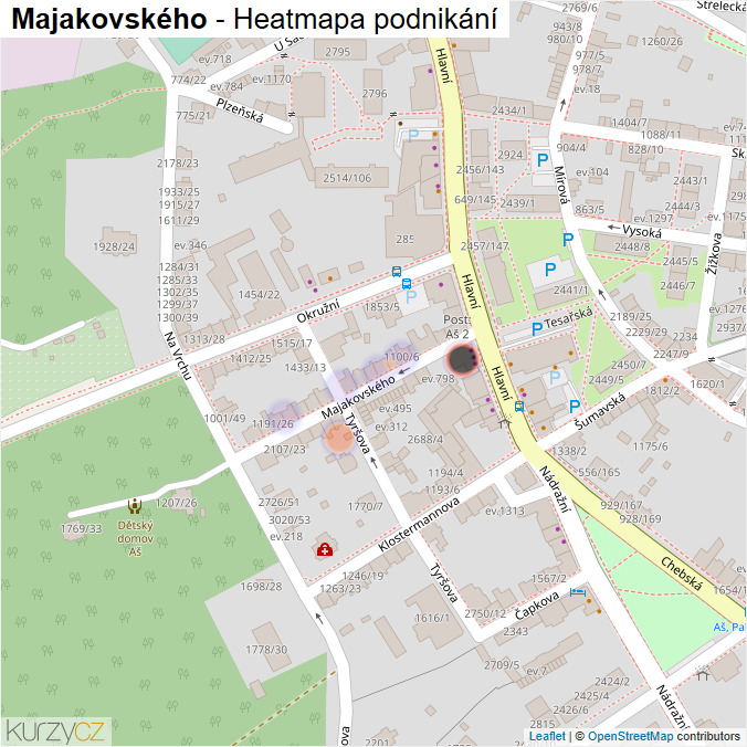 Mapa Majakovského - Firmy v ulici.