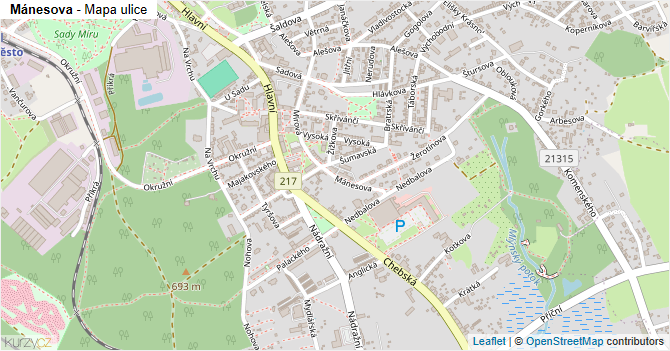 Mánesova - mapa ulice