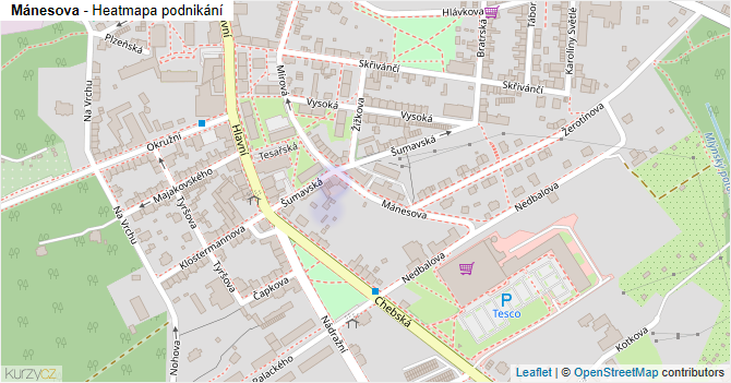 Mánesova - mapa podnikání