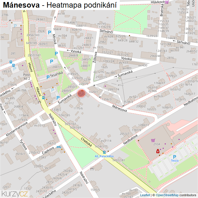 Mapa Mánesova - Firmy v ulici.