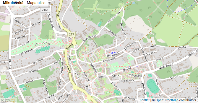 Mikulášská - mapa ulice