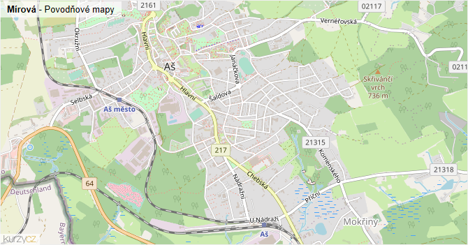 Mírová - záplavové mapy stoleté vody