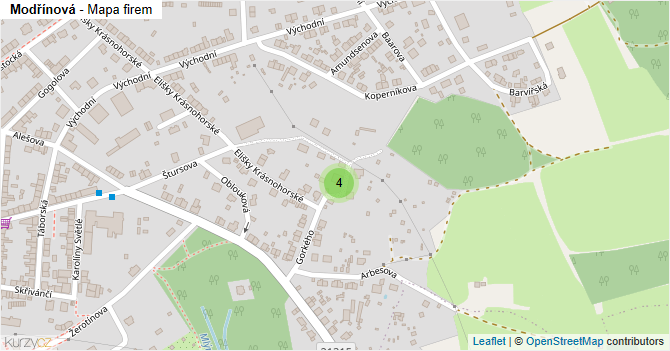 Modřínová - mapa firem