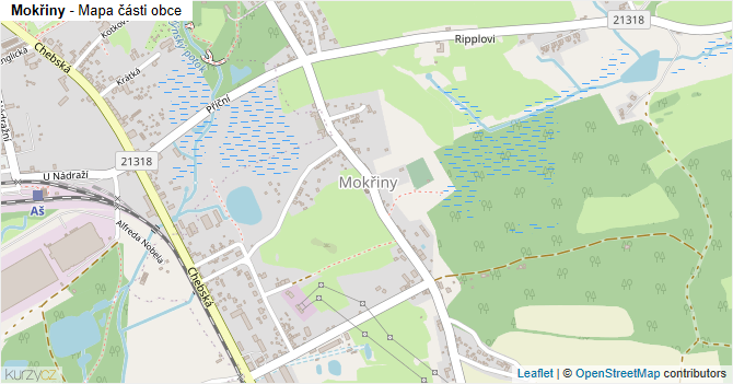 Mokřiny - mapa části obce