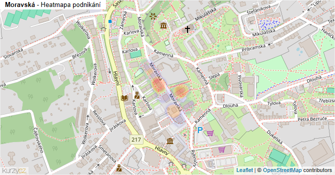 Moravská - mapa podnikání