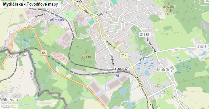 Mydlářská - záplavové mapy stoleté vody