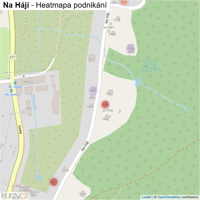 Mapa Na Háji - Firmy v ulici.
