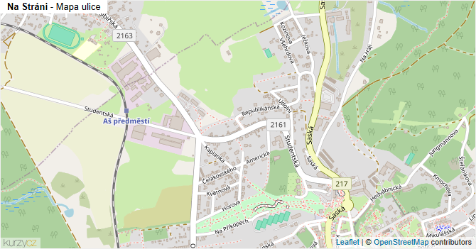 Na Stráni - mapa ulice