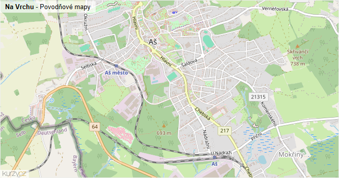 Na Vrchu - záplavové mapy stoleté vody