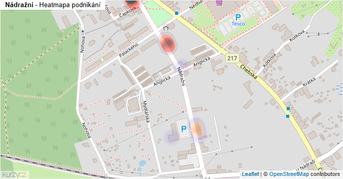 Nádražní - mapa podnikání