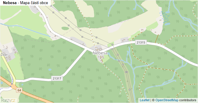 Nebesa - mapa části obce