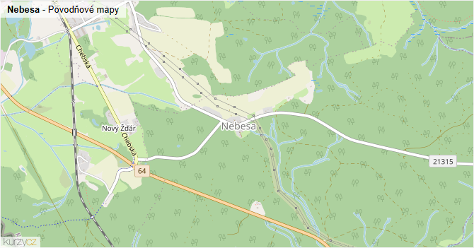 Nebesa - záplavové mapy stoleté vody