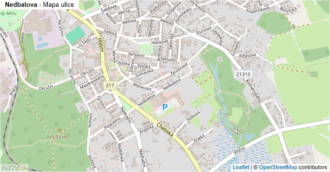 Nedbalova - mapa ulice