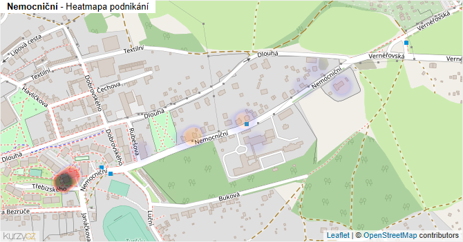 Nemocniční - mapa podnikání