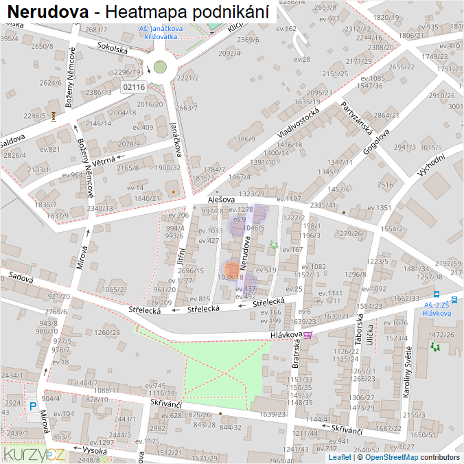 Mapa Nerudova - Firmy v ulici.