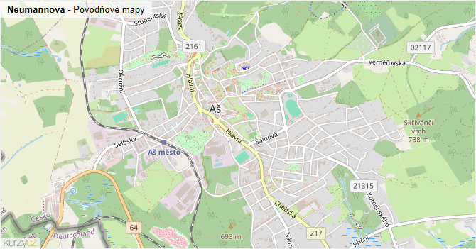 Neumannova - záplavové mapy stoleté vody