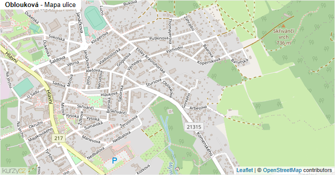 Oblouková - mapa ulice