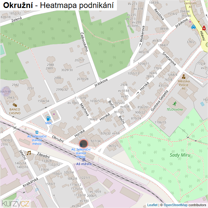 Mapa Okružní - Firmy v ulici.