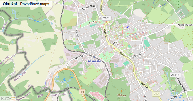 Okružní - záplavové mapy stoleté vody