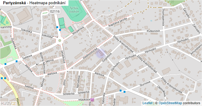 Partyzánská - mapa podnikání