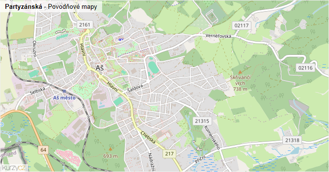 Partyzánská - záplavové mapy stoleté vody