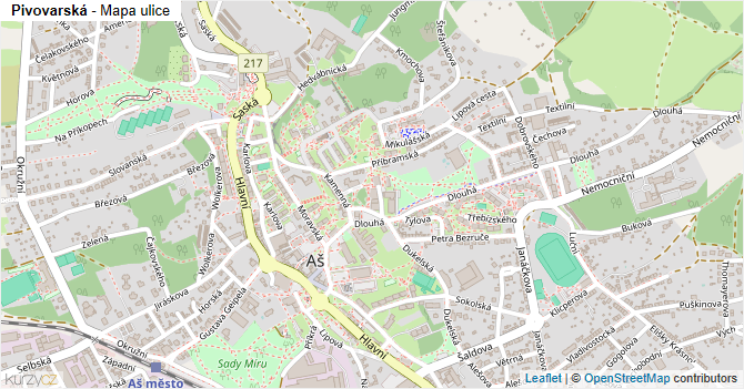 Pivovarská - mapa ulice