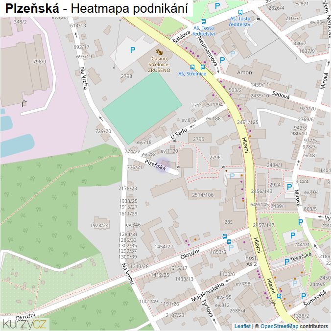 Mapa Plzeňská - Firmy v ulici.