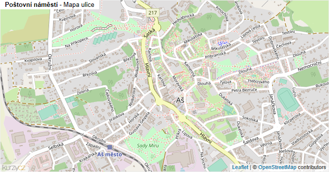 Poštovní náměstí - mapa ulice