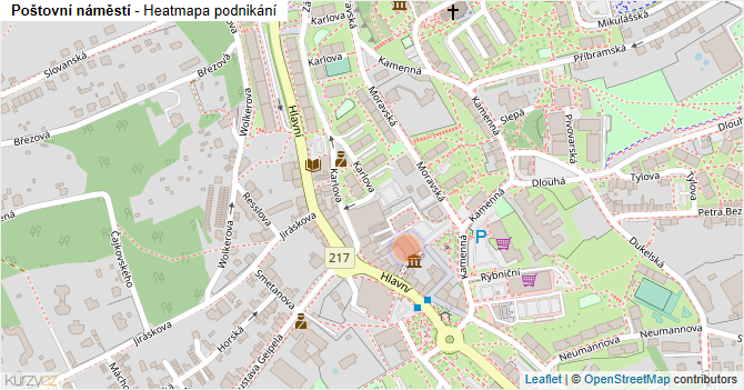 Poštovní náměstí - mapa podnikání
