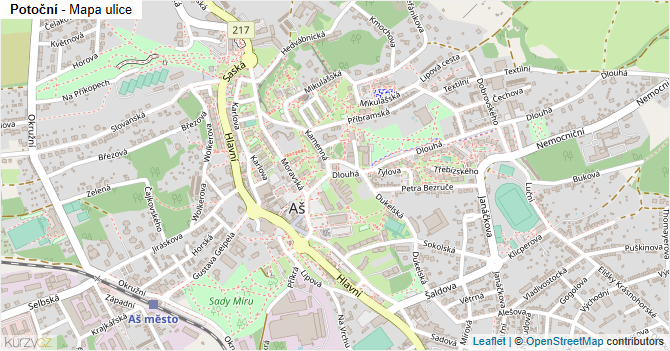 Potoční - mapa ulice