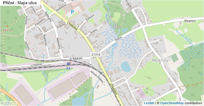 Příční - mapa ulice