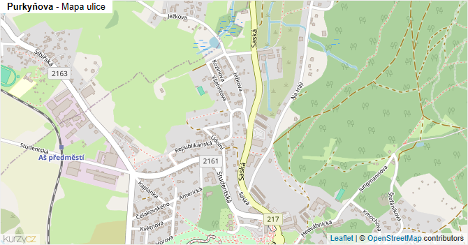 Purkyňova - mapa ulice